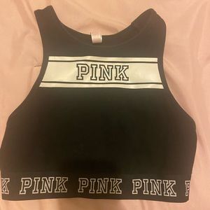Pink Black and White Crop Top
